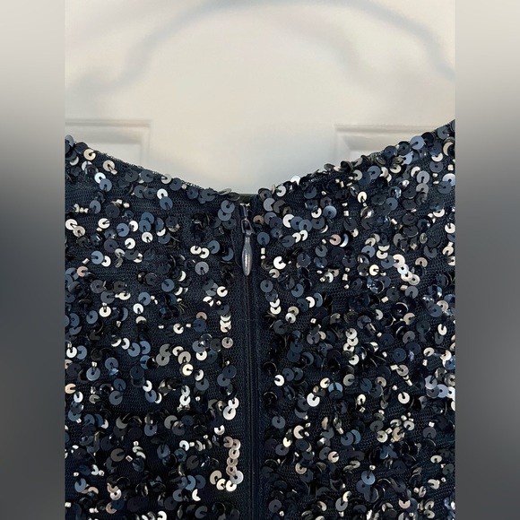 ASOS Maya Maternity Short Sleeve Maxi Dress Formal Gown Tulle Sequins Navy US 10 - Picture 6 of 6